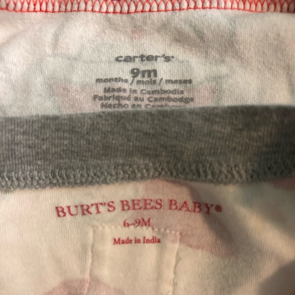 6-9m Baby Christmas Footie Pajamas Burt’s Bees Carter’s Santa Zip Zipper Pjs 9m - Picture 6 of 6